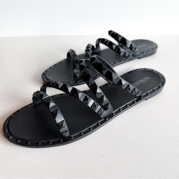 Olivia Miller Black Pyramid Stud Sandals - Picture 3 of 5